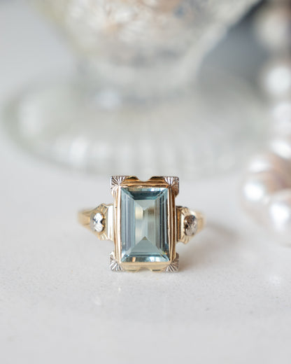1.65 Antique Art Deco Aquamarine Cocktail Ring 14k
