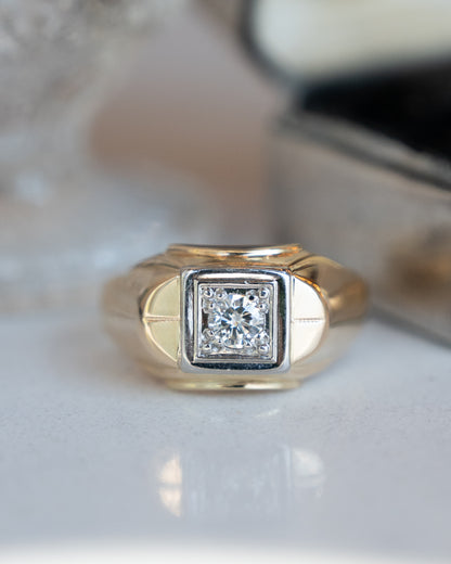 .38 Retro Men's Diamond Ring Two-Tone 14k Gold
