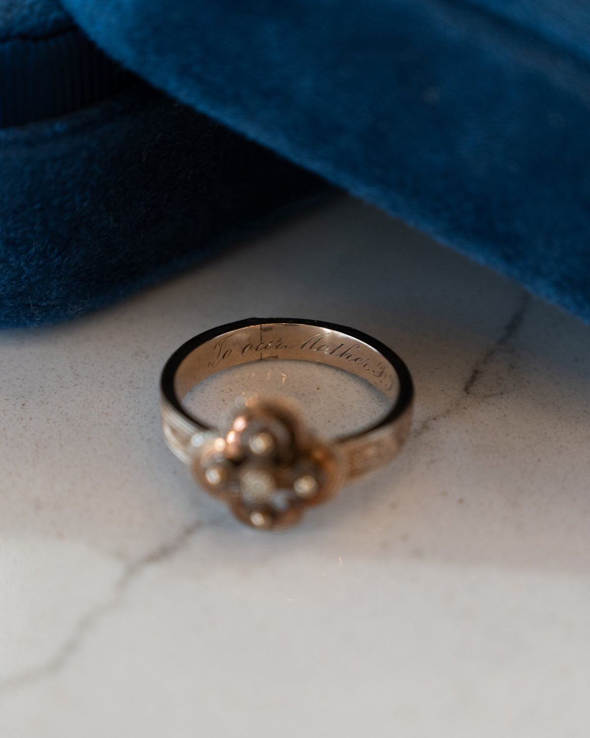 Antique Victorian Pearl Mourning Cocktail Ring 12k Rose Gold