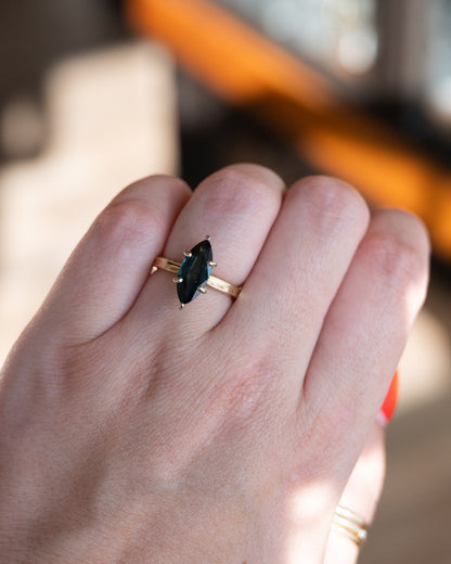 2.78 Marquise Green Sapphire Engagement Ring 14k