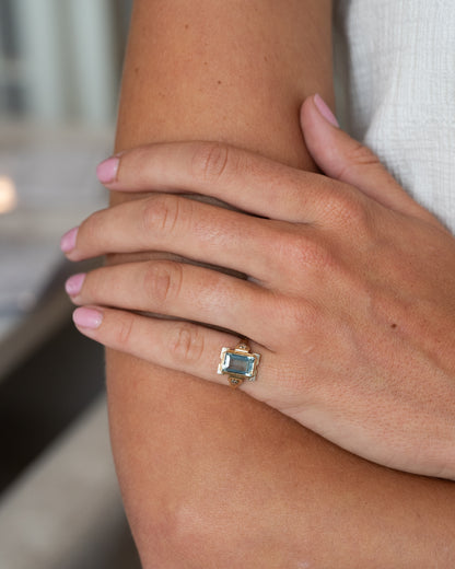 1.65 Antique Art Deco Aquamarine Cocktail Ring 14k