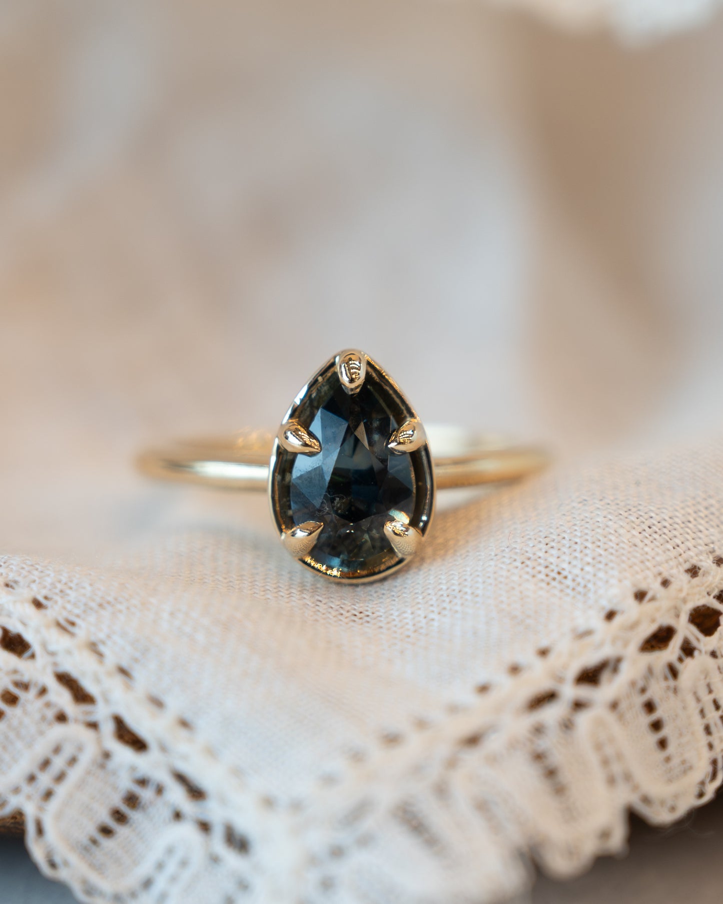 1.59 Pear Sapphire Solitaire Engagement Ring 14k
