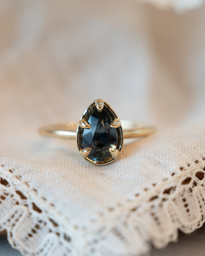 1.59 Pear Sapphire Solitaire Engagement Ring 14k