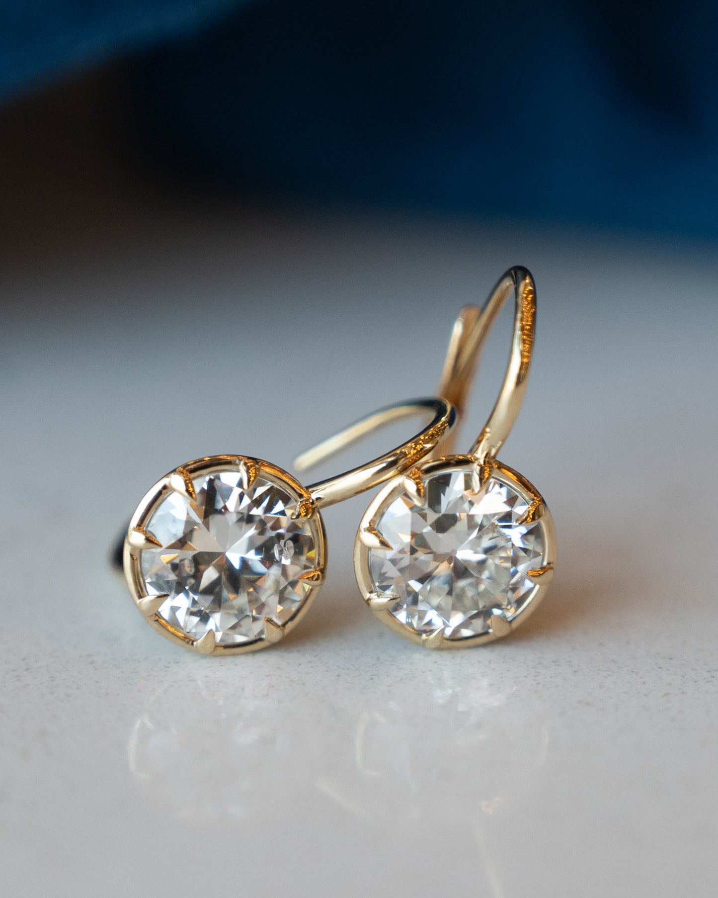 3.14 Old European Diamond Drop Earrings 14k