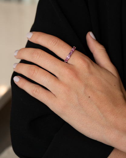 2.45 Sapphire Baguette Half-Eternity Ring 14k White Gold