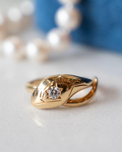 .18 Diamond Snake Cocktail Ring 18k Yellow Gold
