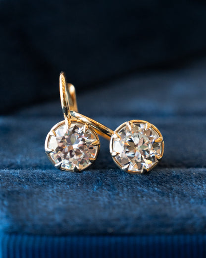 3.14 Old European Diamond Drop Earrings 14k