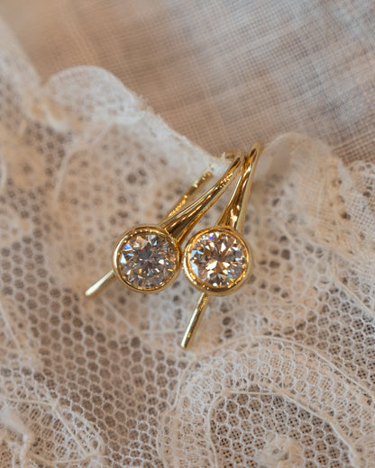 1.07 Diamond Drop Earrings 18k Yellow Gold