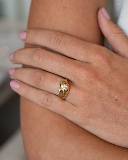 .18 Diamond Snake Cocktail Ring 18k Yellow Gold