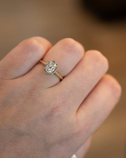 1.51 Old Mine Cushion Diamond Engagement Ring Two-Tone 14k