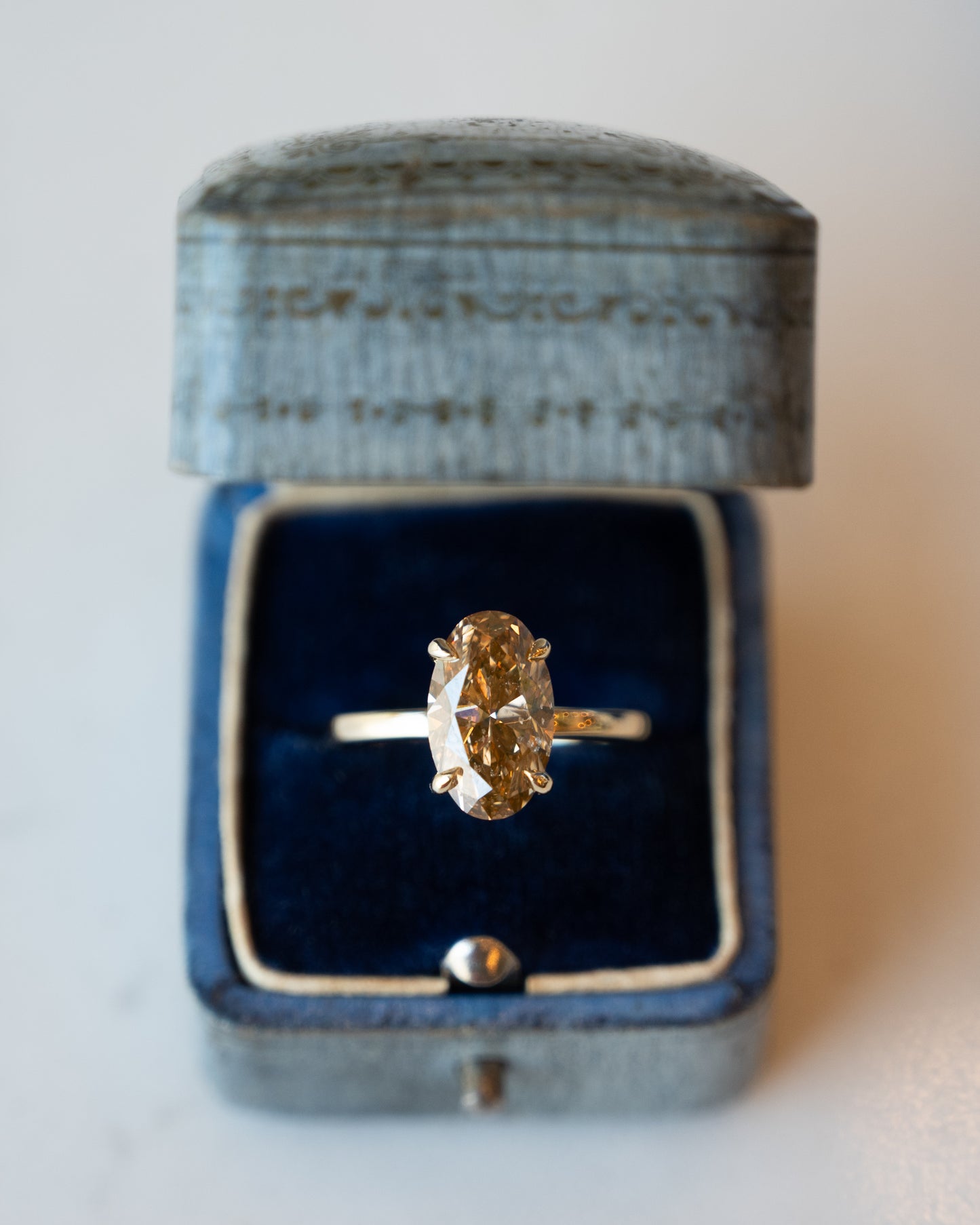 3.00 Moval Diamond Solitaire Engagement Ring 14k