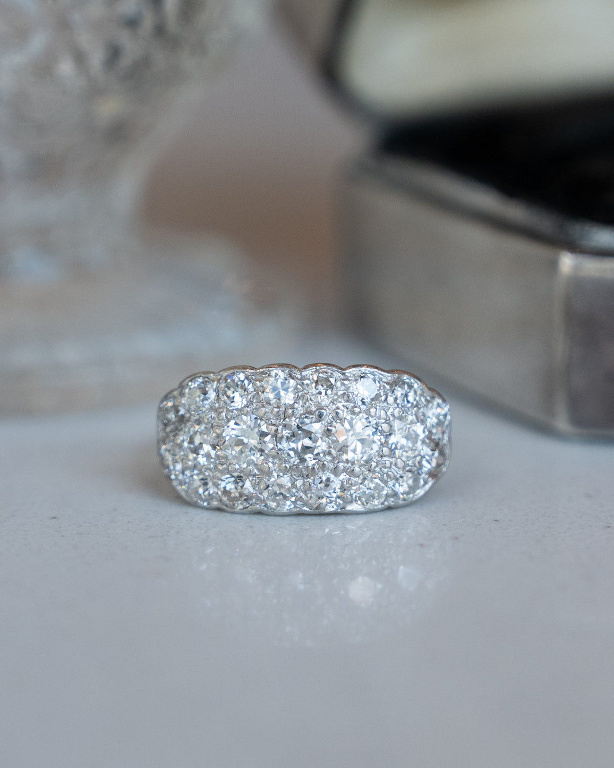 1.19 Antique Art Deco Diamond Cocktail Ring 18k