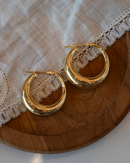 Tapered Hoop Earrings 14k Yellow Gold