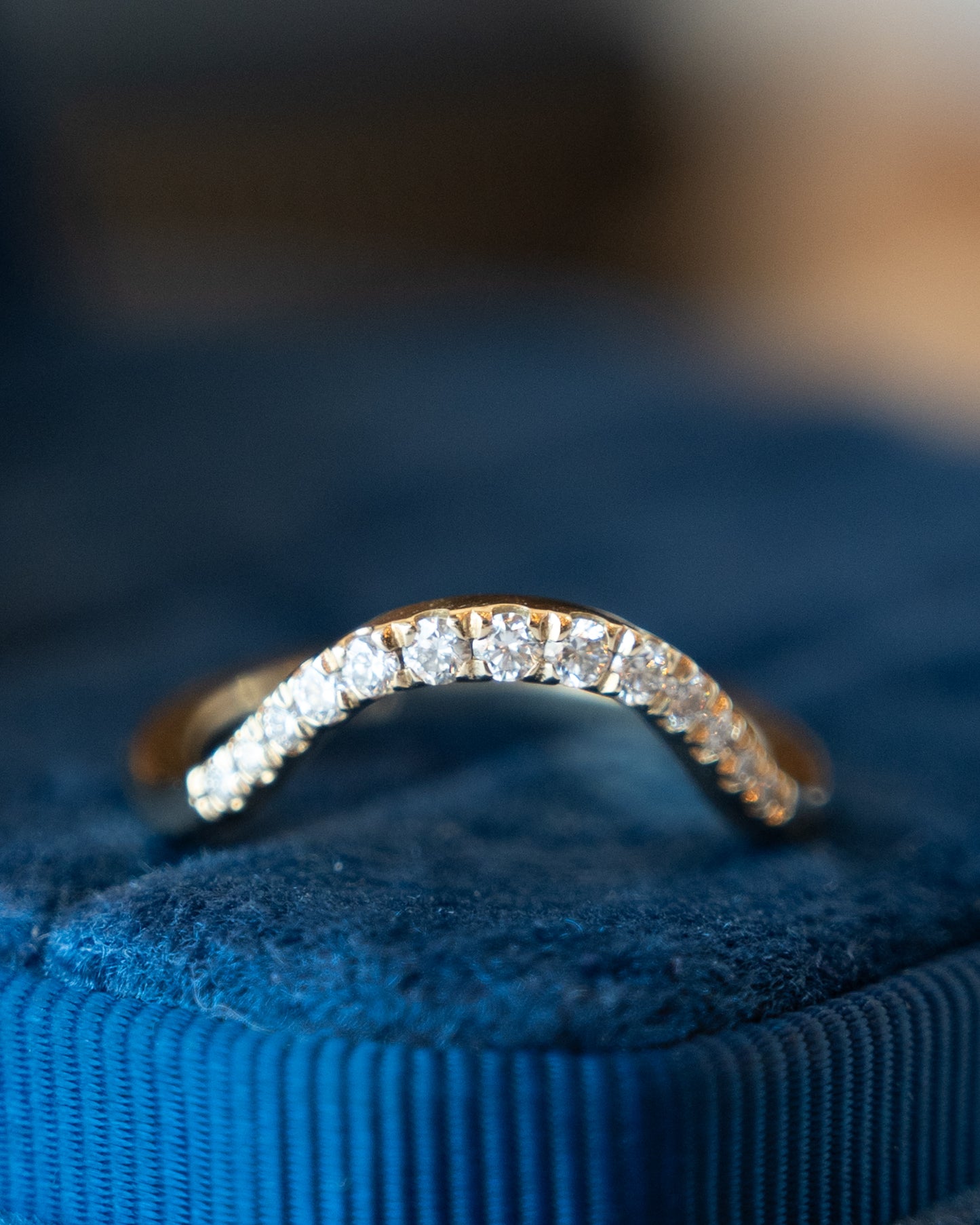 Contoured Diamond Wedding Band 14k Yellow Gold
