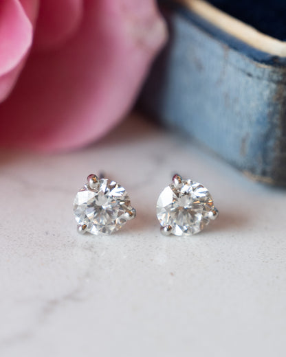 1.80 Round Diamond Stud Earrings Platinum