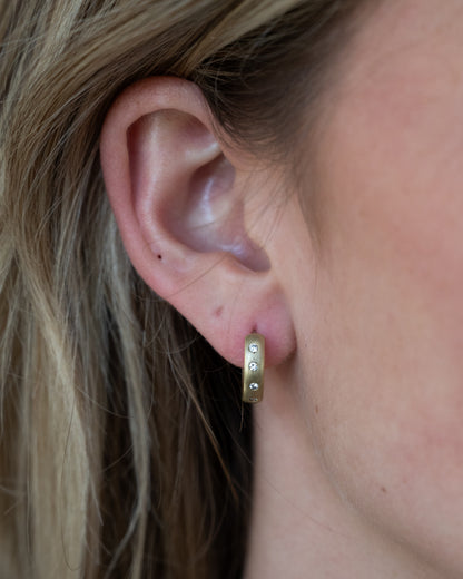 .12 Round Diamond Hoop Earrings 14k Yellow Gold