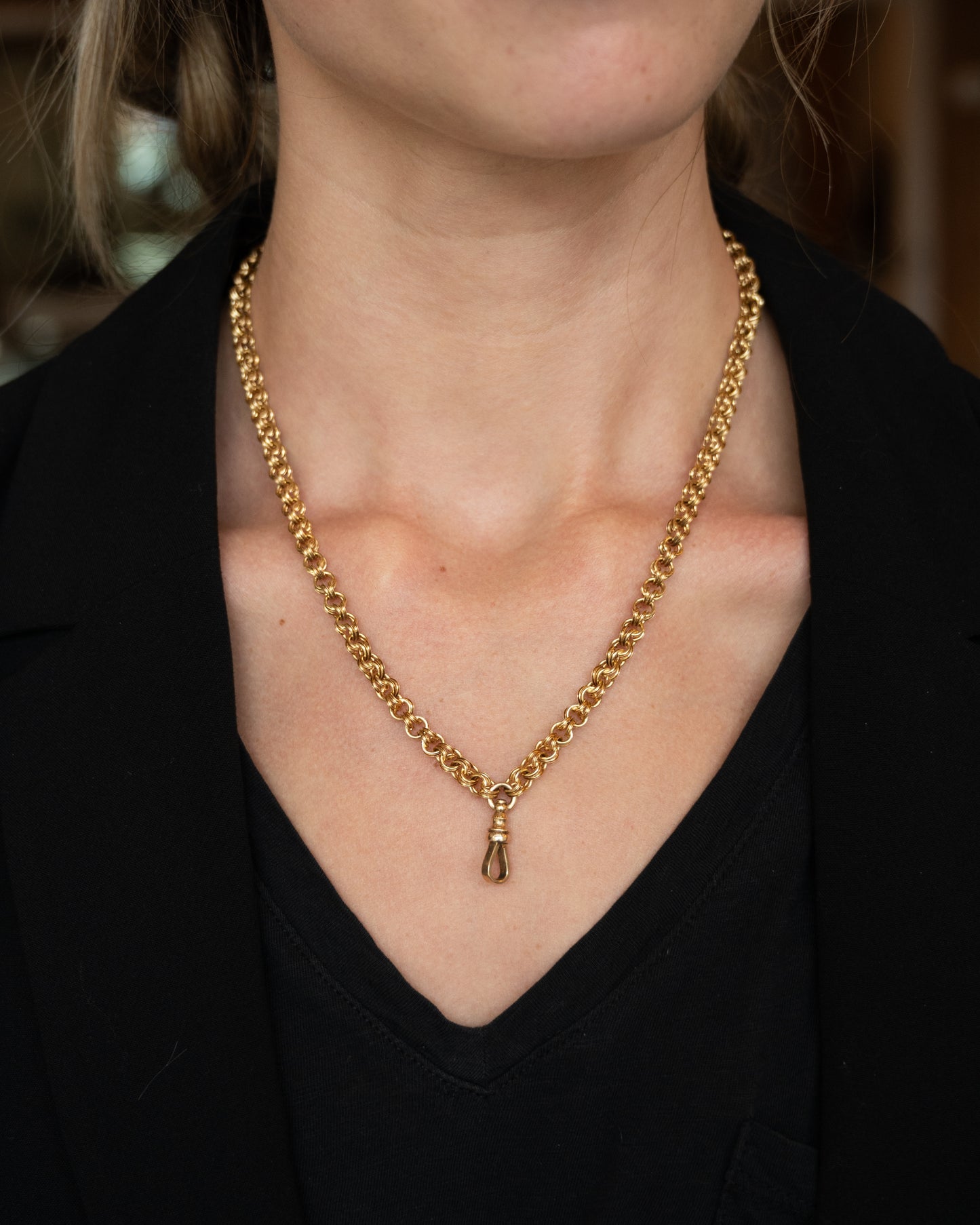 Victorian Rolo Chain Necklace 15k & 14k Yellow Gold