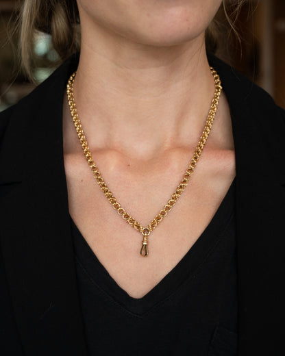 Victorian Rolo Chain Necklace 15k & 14k Yellow Gold