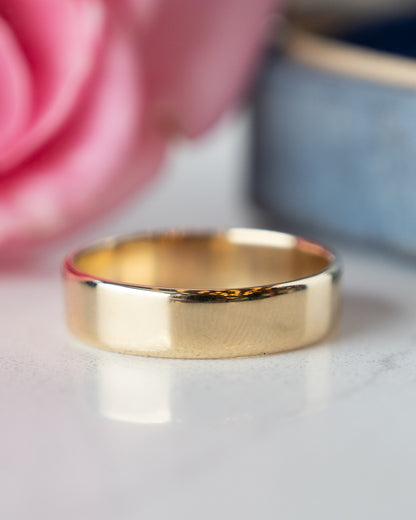 Men's 6mm Flat Edge Wedding Band 14k Yellow Gold