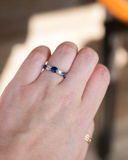1.89 Sapphire Five Stone Ring 18k White Gold & Platinum