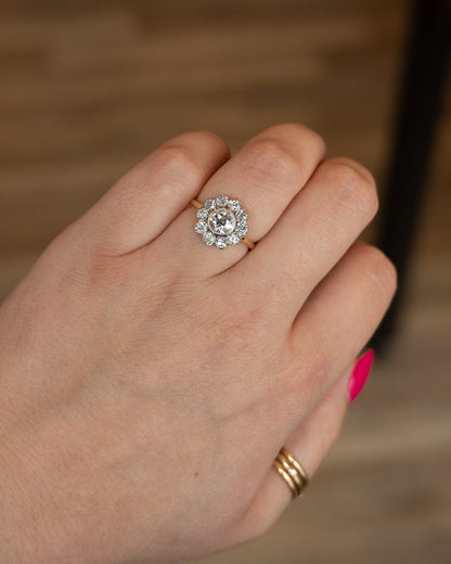 1.18 GIA Diamond Halo Engagement Ring Platinum & 18k