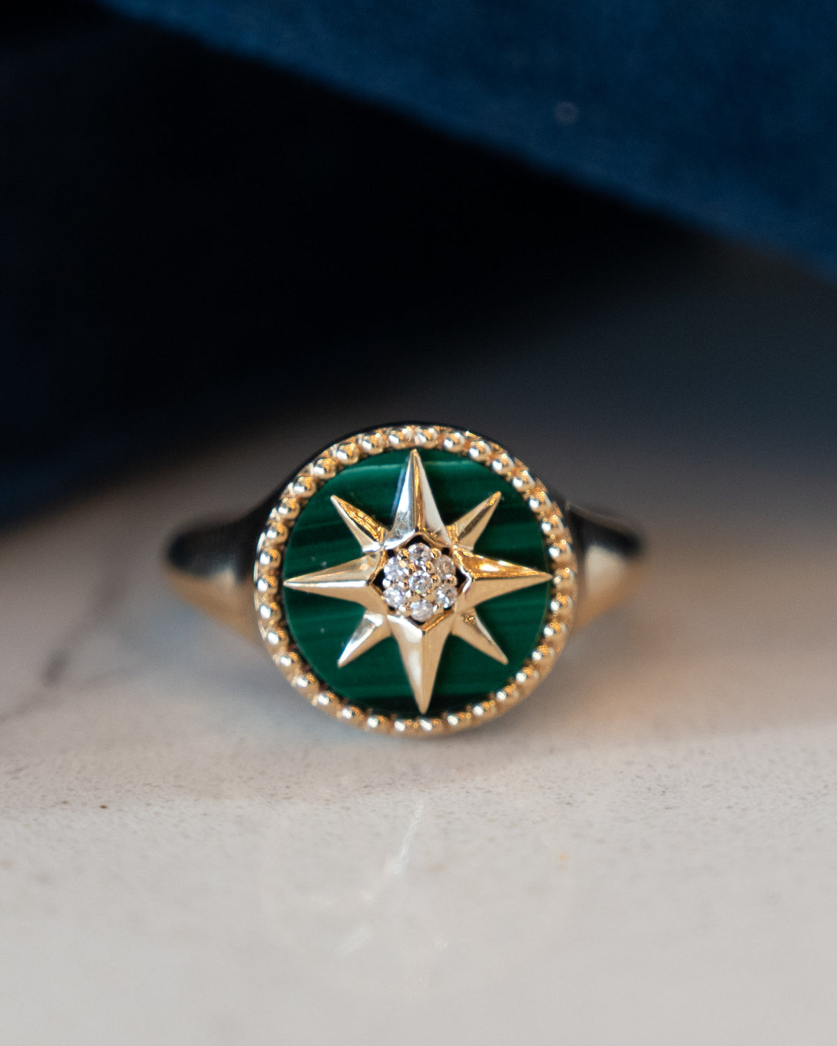 Effy Malachite Diamond Compass Cocktail Ring 14k