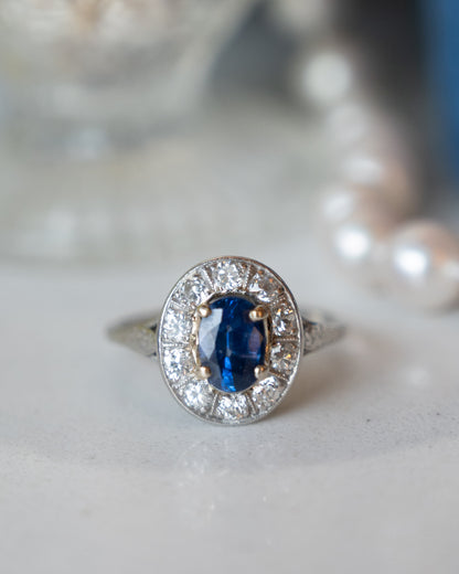 1.26 Antique Art Deco Sapphire Engagement Ring Platinum