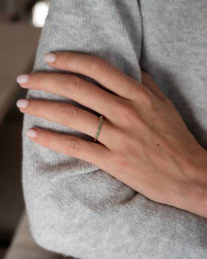 .22 Round Emerald Stacking Ring 14k Yellow Gold