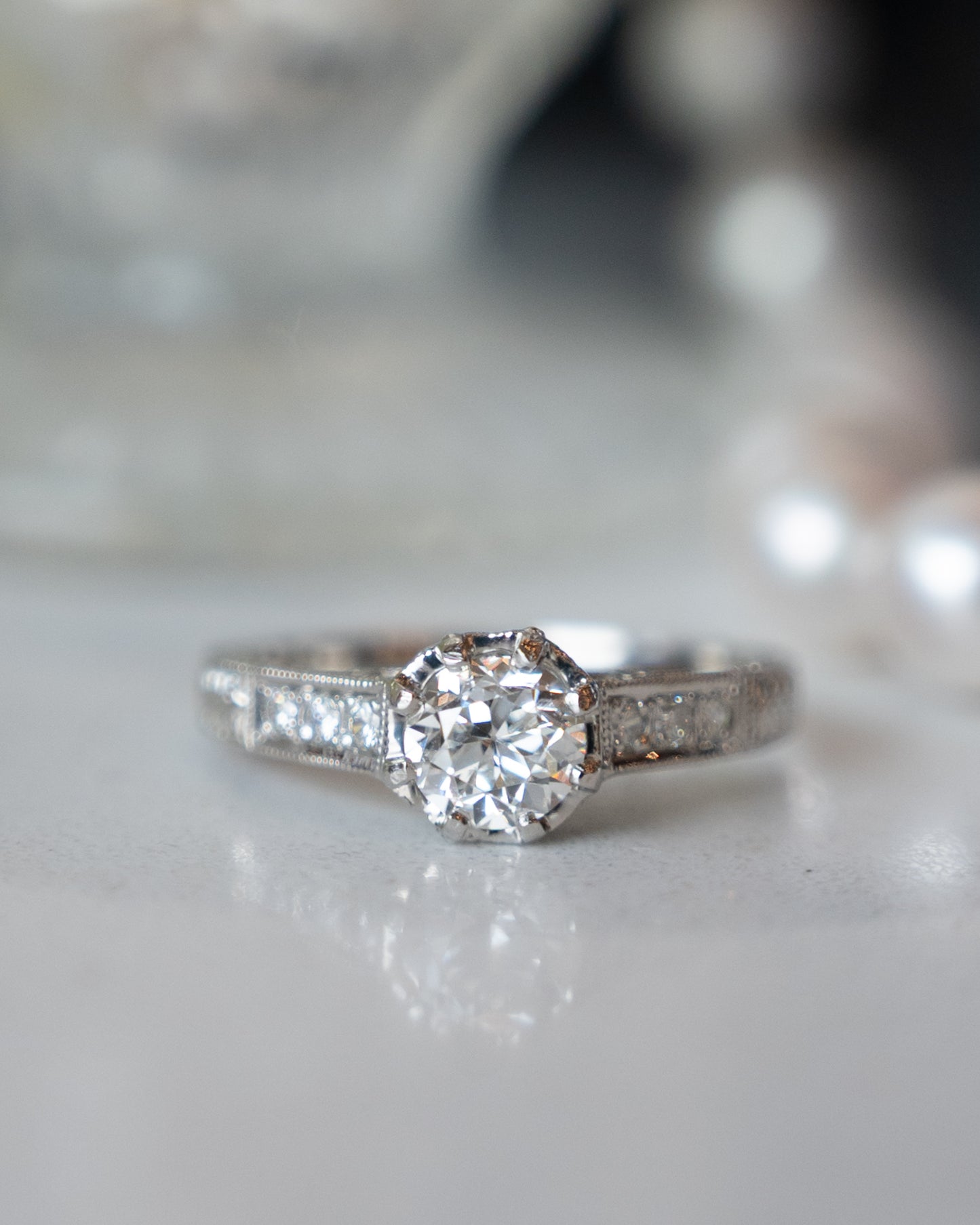 .70 Old European Diamond Engagement Ring Platinum