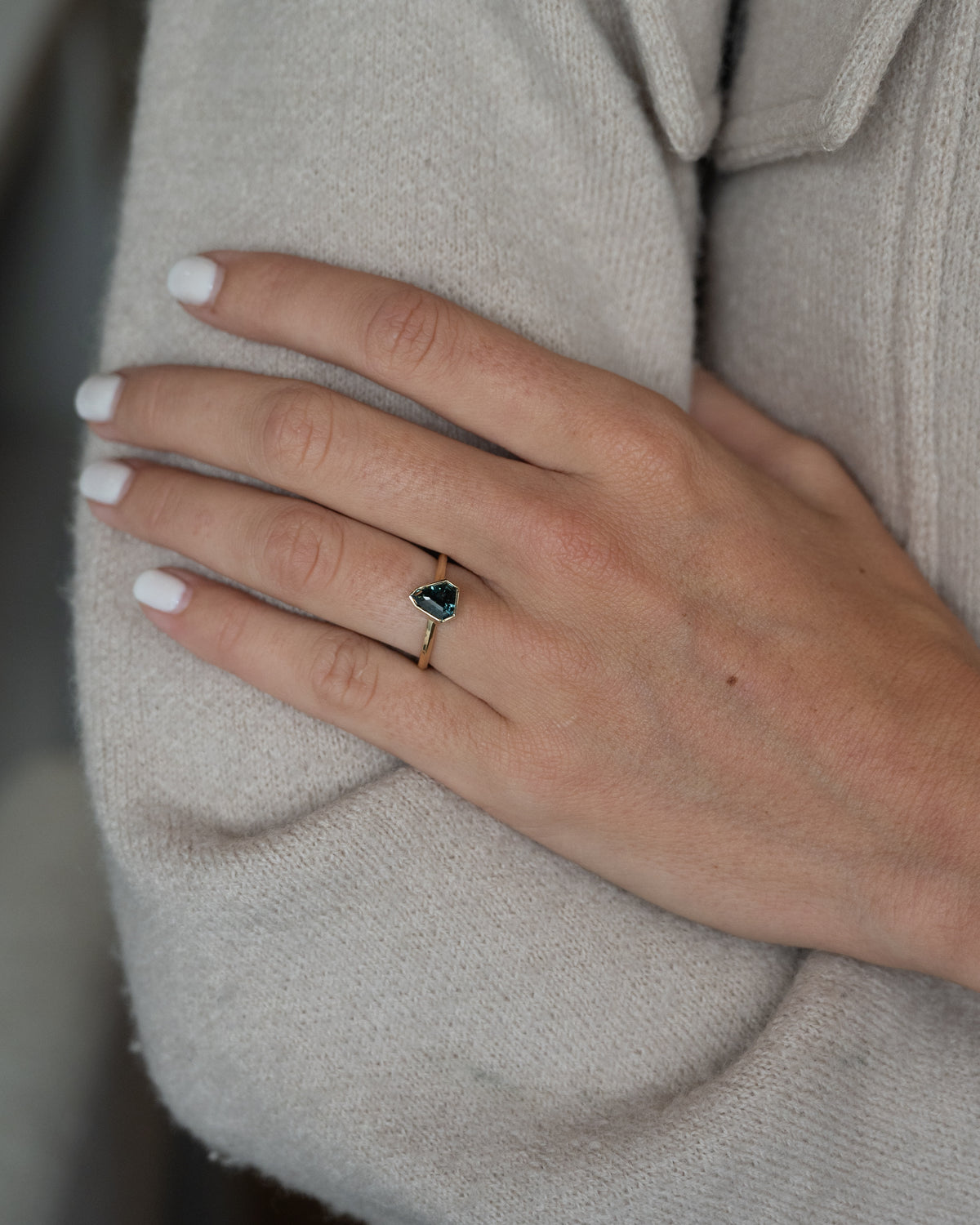1.55 Shield Sapphire Solitaire Engagement Ring 14k