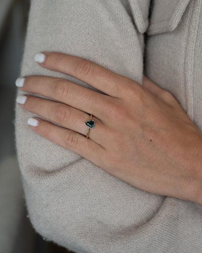 1.55 Shield Sapphire Solitaire Engagement Ring 14k