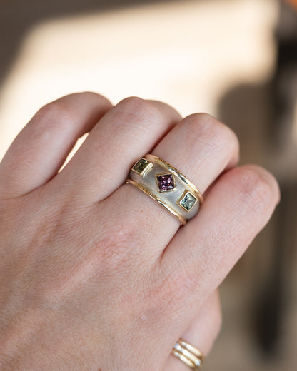 .63 Men's Pink Tourmaline & Peridot Ring 14k