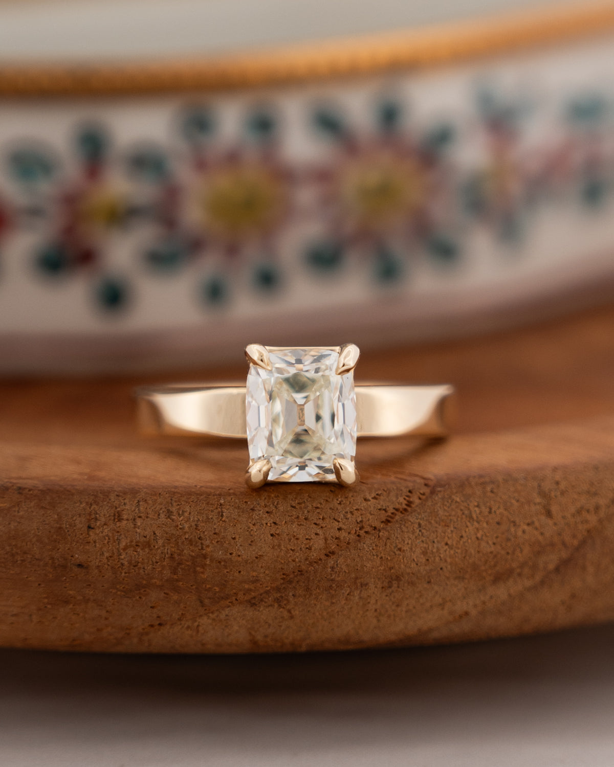 2.00 GIA Old Mine Cushion Diamond Engagement Ring 14K