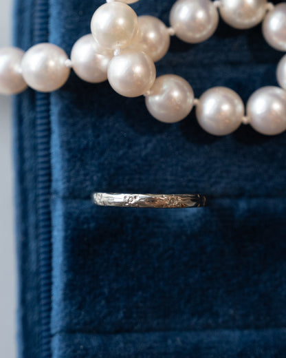 Antique Art Deco Floral Wedding Band 18k White Gold