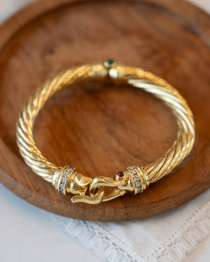 David Yurman Diamond Emerald Ruby Bangle 18k