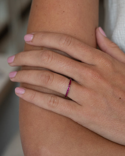 .72 Ruby Eternity Wedding Band 14k White Gold