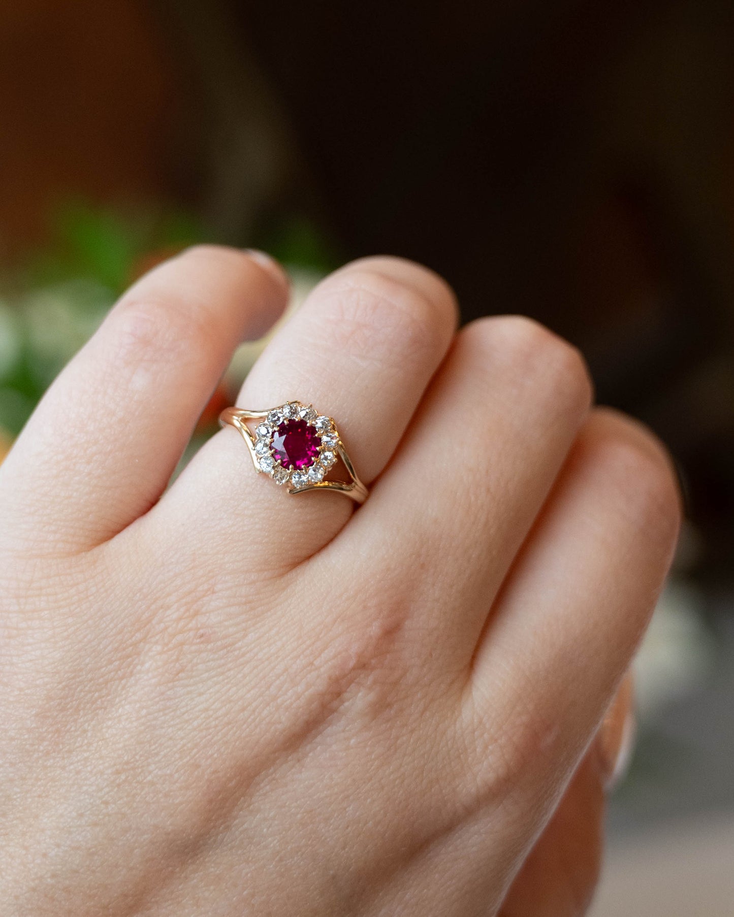 1.04 Victorian Burma Ruby & Diamond Engagement Ring 14k