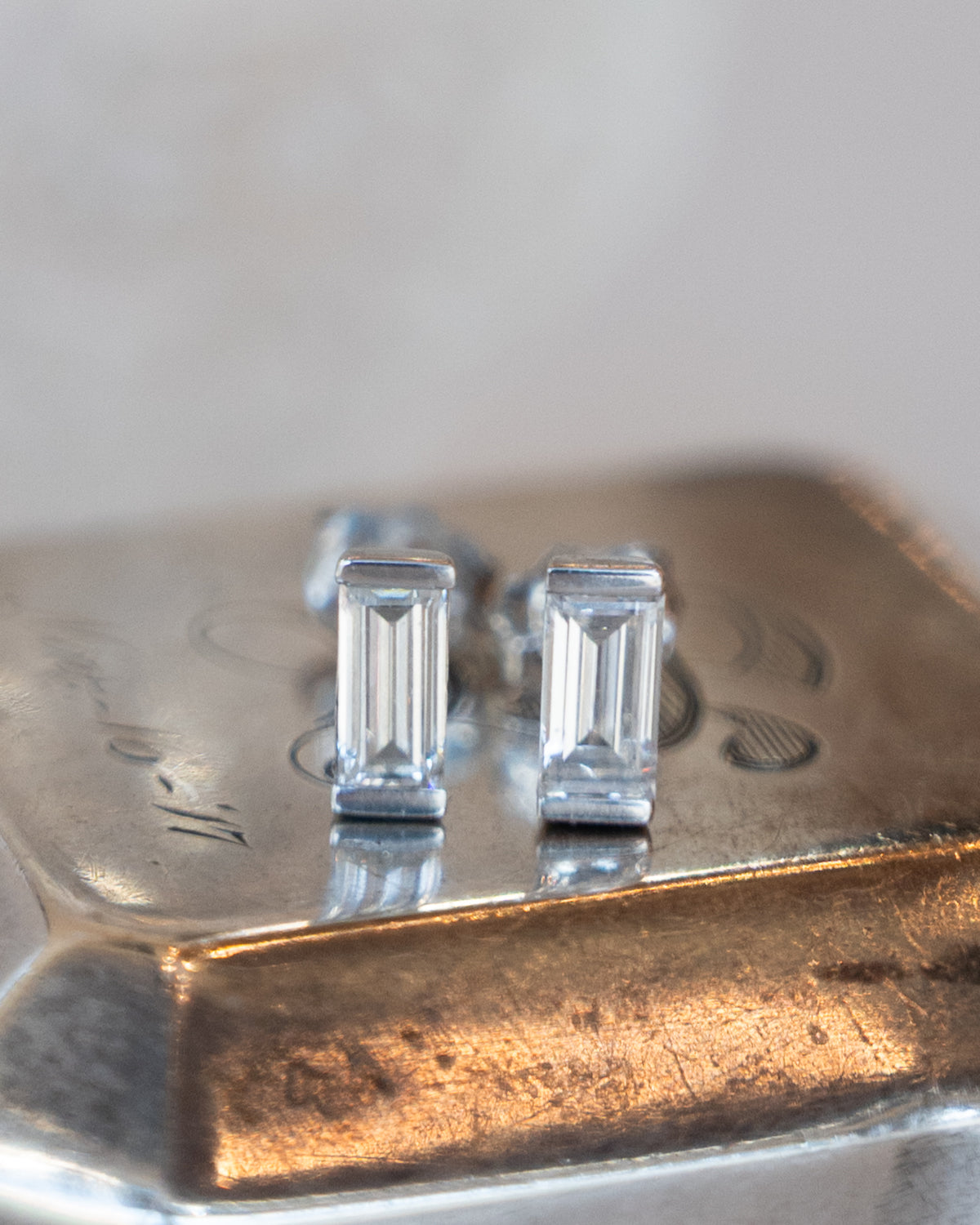 .64 Baguette Diamond Stud Earrings 18k White Gold