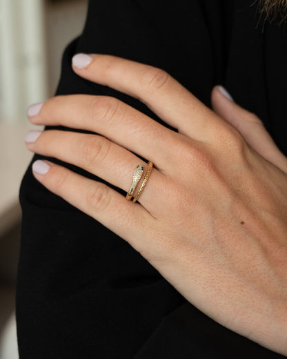 Diamond & Sapphire Snake Stacking Ring 14k