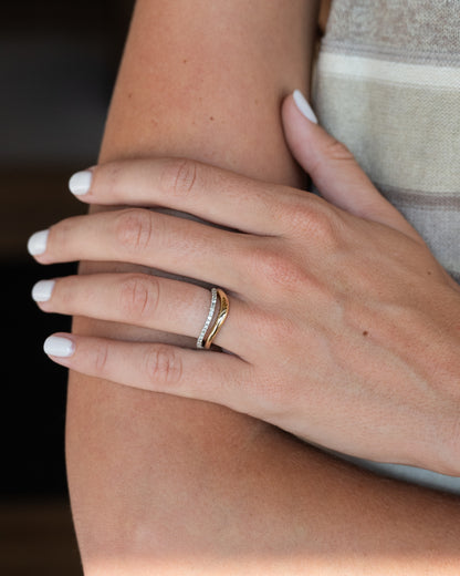 .22 Diamond Wave Stacking Ring 14k & Platinum
