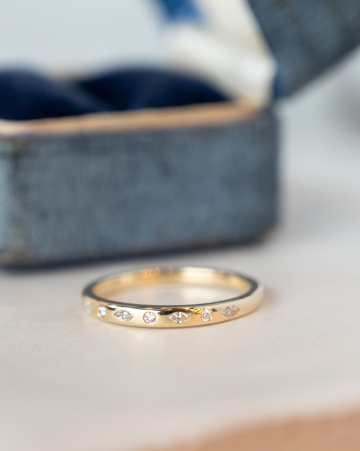 .11 Flush Set Diamond Stacking Wedding Band 14k