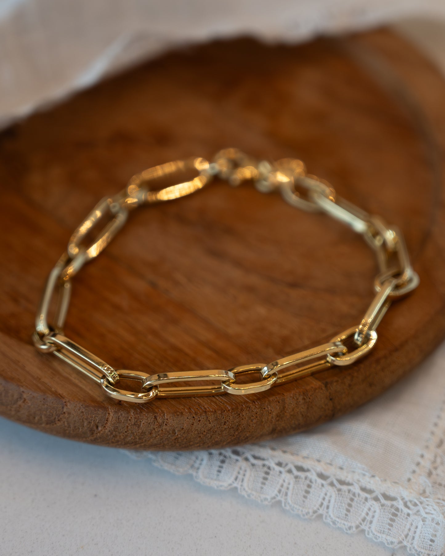 Paperclip Chain Bracelet 14k Yellow Gold
