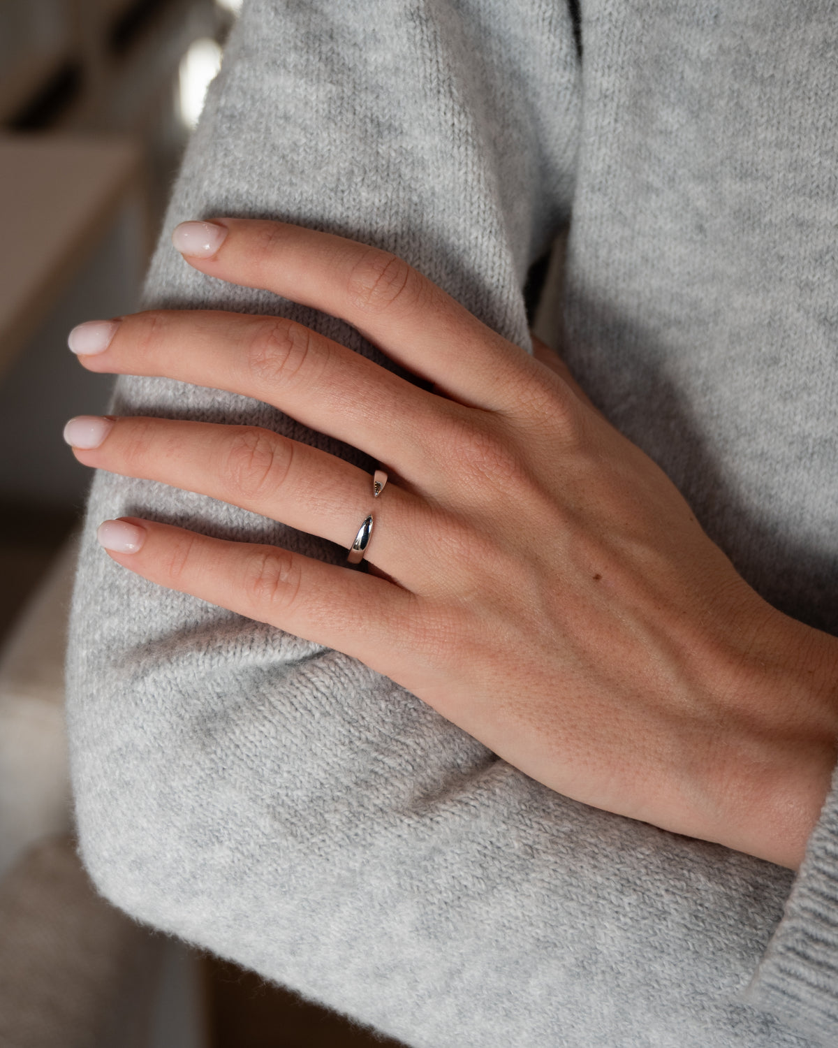 3mm Tapered Stacking Ring 14k White Gold