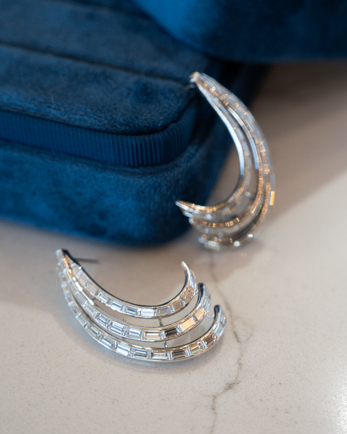 5.50 Baguette Diamond Drop Earrings Platinum & 18k White Gold