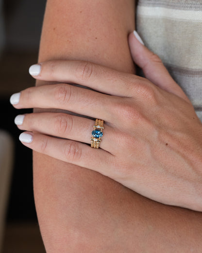 1.12 Oval Santa Maria Aquamarine Cocktail Ring 14k
