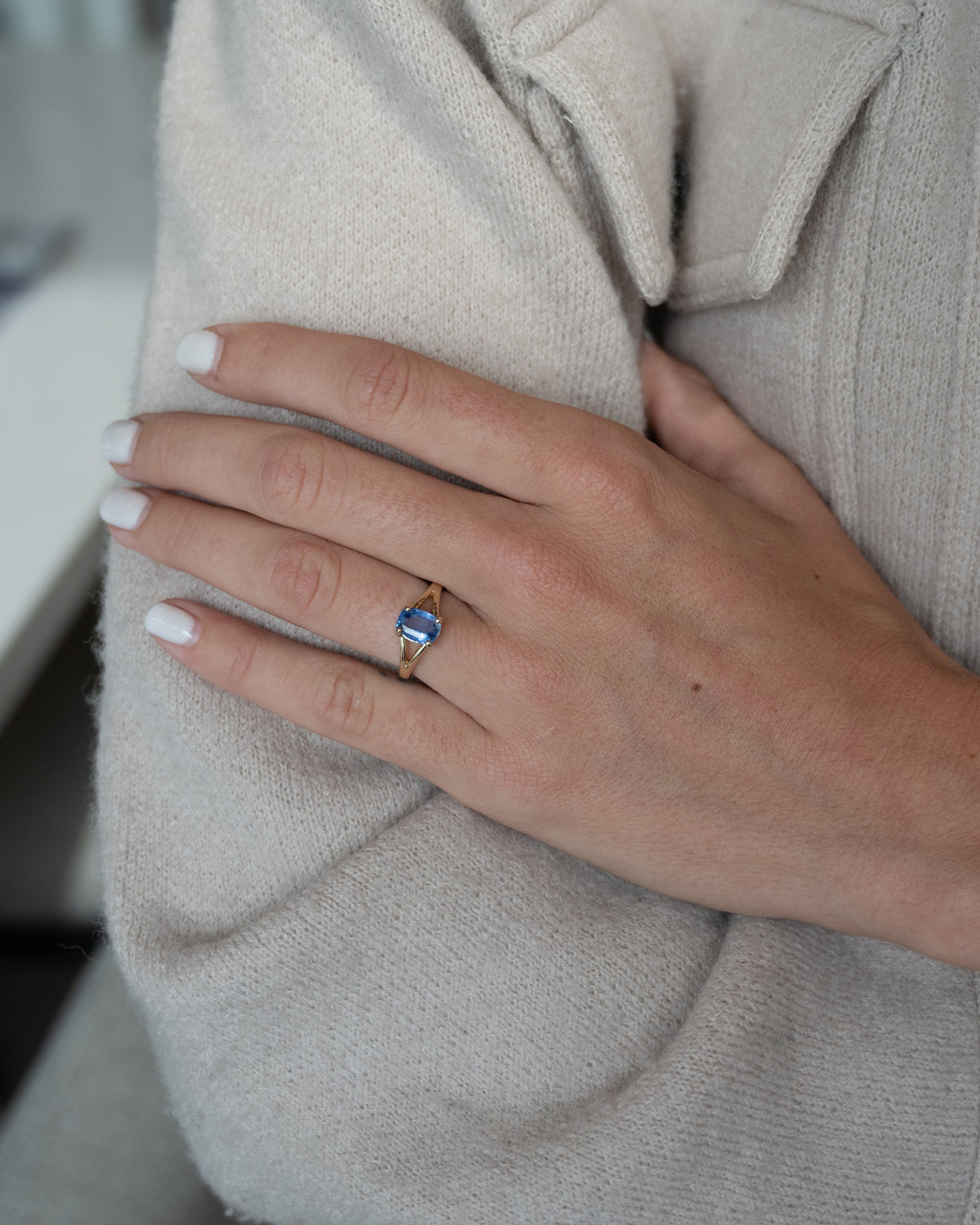 1.66 Cushion Cut Sapphire Engagement Ring 14k