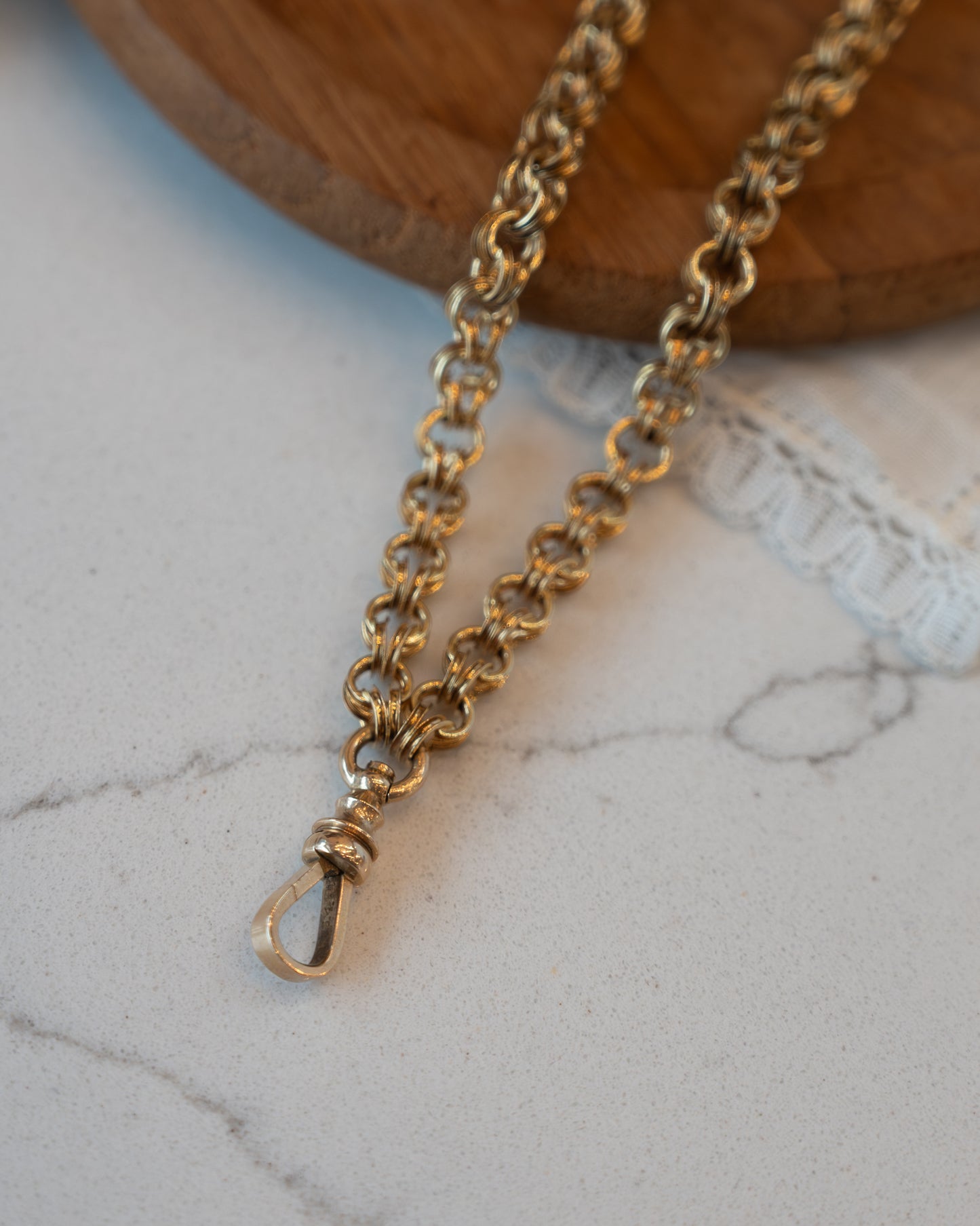 Victorian Rolo Chain Necklace 15k & 14k Yellow Gold