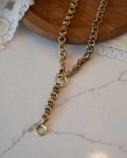Antique Victorian Rolo Chain Necklace 14k Yellow Gold