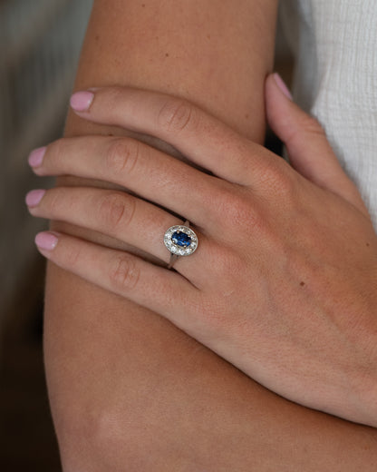 1.26 Antique Art Deco Sapphire Engagement Ring Platinum