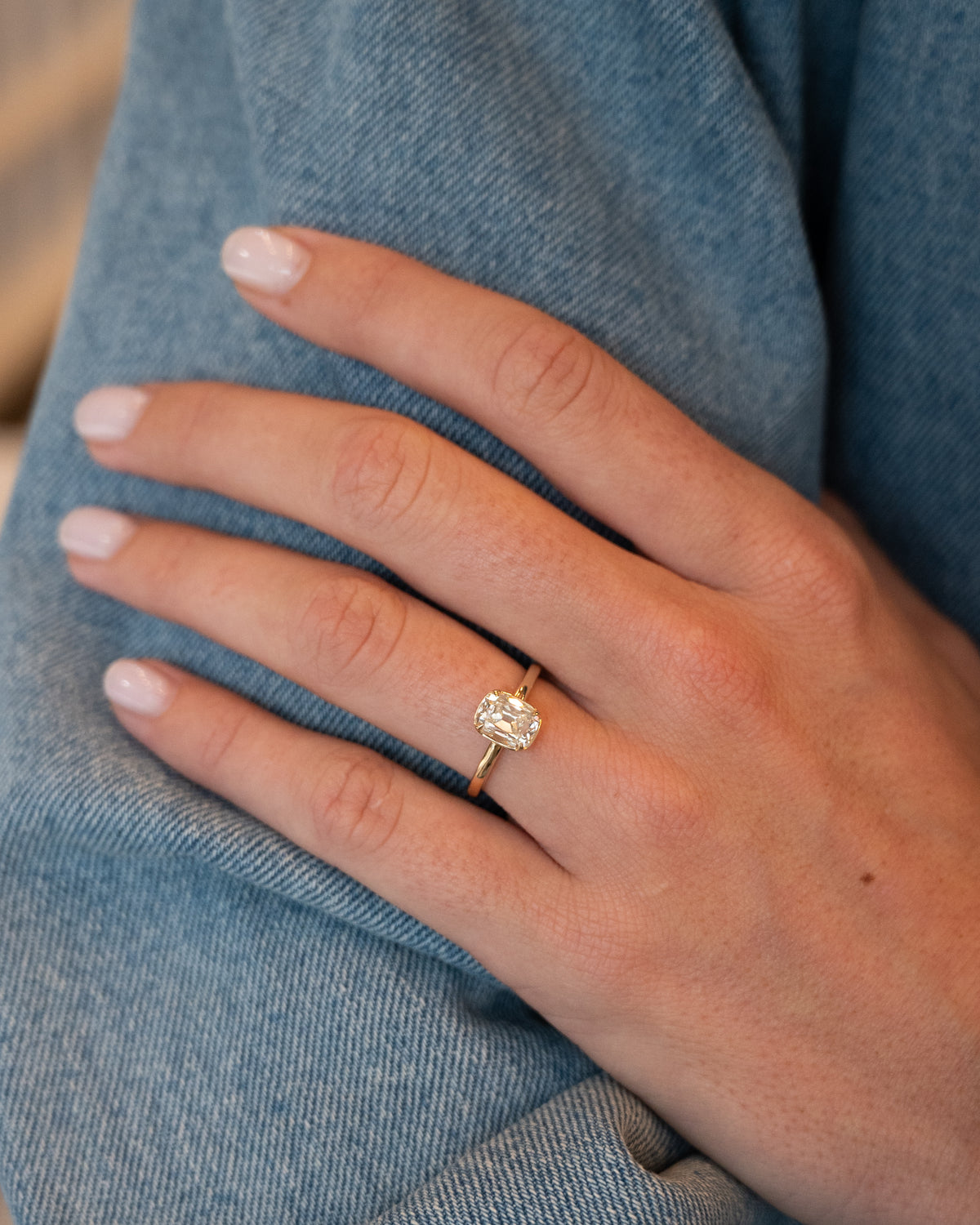 1.53 GIA Old Mine Cushion Diamond Engagement Ring 14k